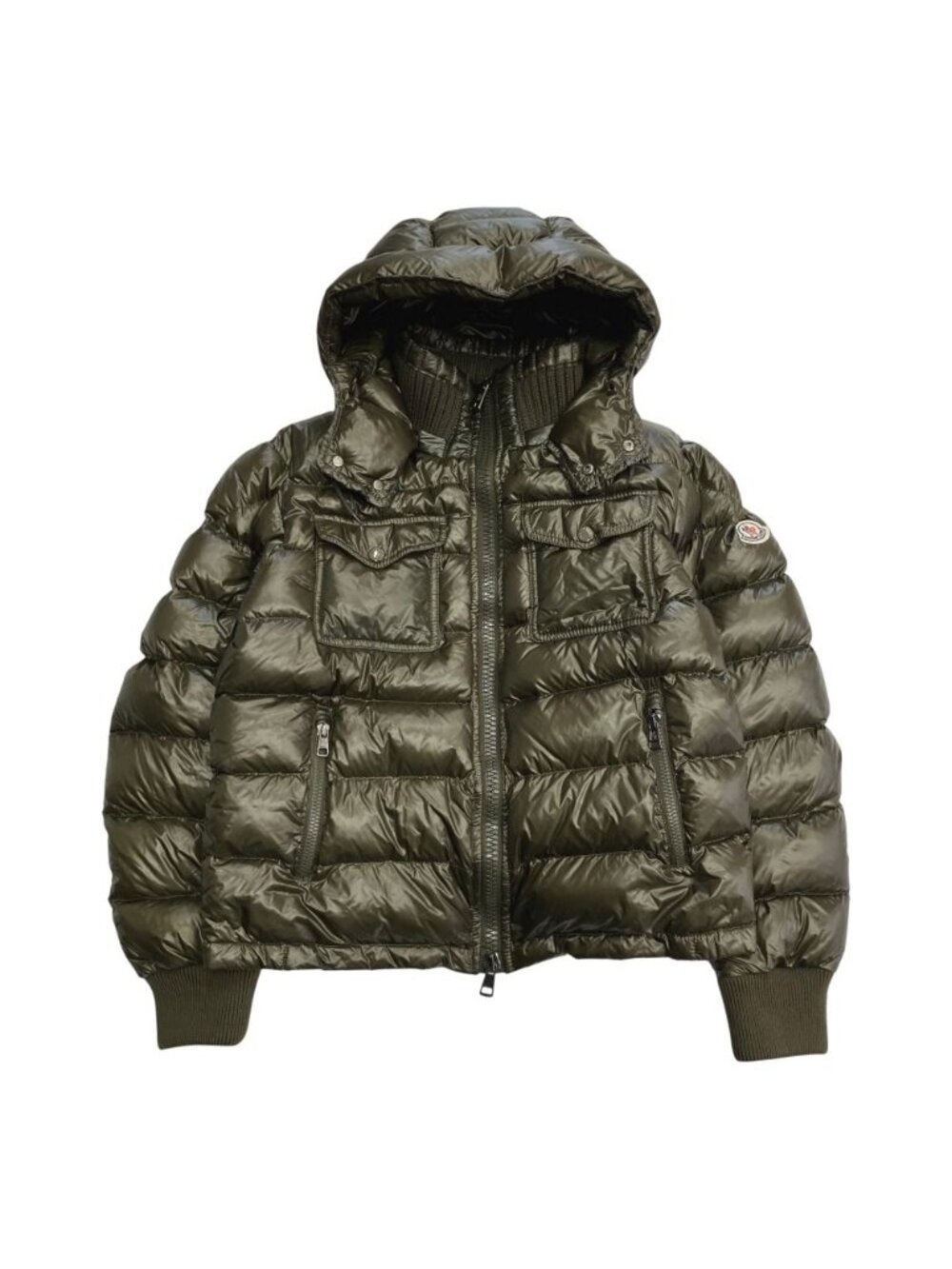 Moncler Fedor Down Jacket Hood Logo Hoodie Khaki
